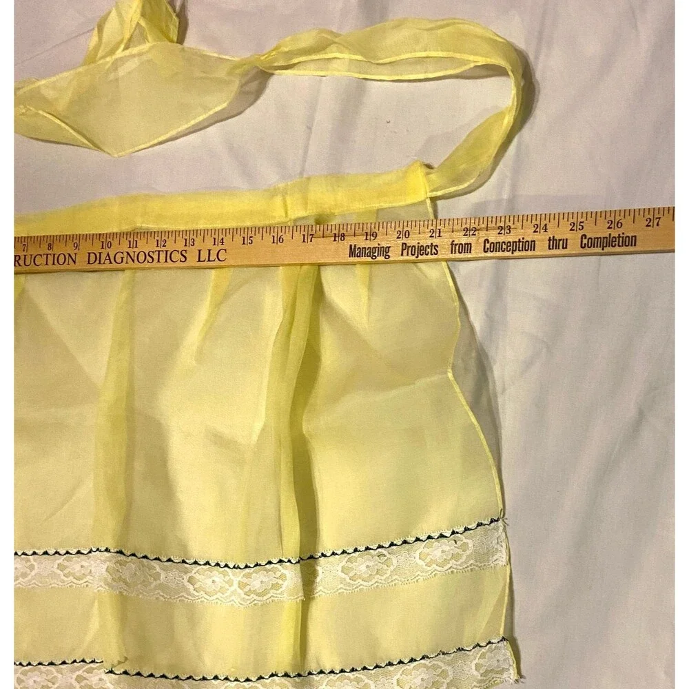 5723 Womens  Sheer Yellow Rayon Vintage Half Hostess Apron